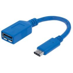 Cable Manhattan USB tipo-c cm-ah 15cm 3a azul