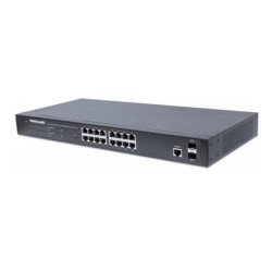 Switch PoE de 16 puertos GB Intellinet, 19", 30w/puerto, 220w, administrable, mas 2 puertos SFP