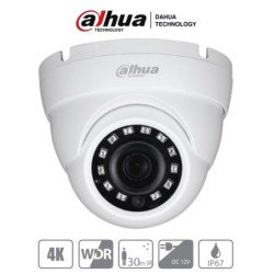 Dahua HDW1801M - cámara domo 4K eyeball, lente de 2.8 mm, WDR real, IR 30 mts, HDCVI TVI a HD y CBVS, IP67