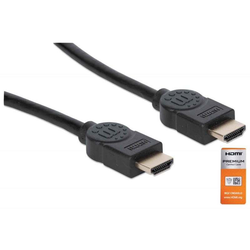 Cable Manhattan 355346, 1.8 m, HDMI Tipo A (Estándar), HDMI Tipo A (Estándar), 3D, 18 Gbit/s, Negro