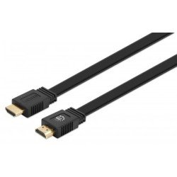 Cable HDMI plano de Alta Velocidad con Ethernet 4K@60Hz UHD, HDMI macho a macho, 0,5 m (1.5 pies), HDR, HEC, ARC, negro