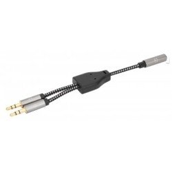 Adaptador auxiliar 3.5 mm 2 a 1, 2 plugs 3.5 mm macho (micrófono y audio) a una salida 3.5 mm hembra, 15 cm (6 pulg.)
