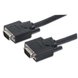 Cable moldeado negro para monitor SVGA. 7.6 mts. D sub 15HD macho a D sub 15HD hembra.