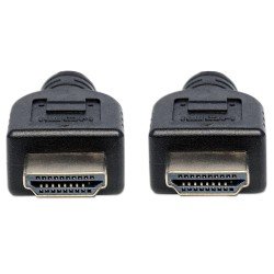 Cable HDMI 2.0 m-m Manhattan de alta velocidad con Ethernet para pared (intramuro) 1.0 mts (3ft) blindado color negro