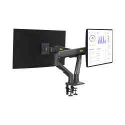 Montaje de Escritorio articulado para 2 monitores de 27-34", Soporta hasta 16 kg por brazo, Vesa 75 x 75, 100 x 100, Acero, Giro