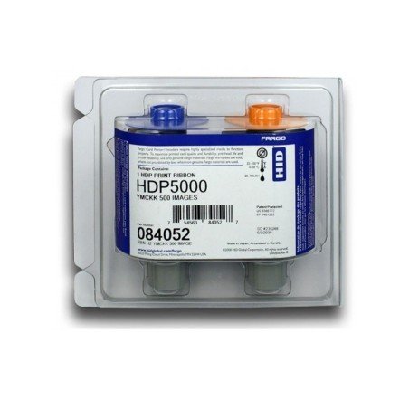 HID cinta 84052 - cinta para 500 impresiones en tarjetas de PVC, tinta YMCKK, compatible con impresora HDP5000, retransferencia