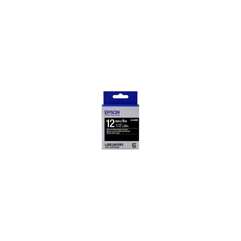 Cinta Epson para rotuladora LW300/LW400, 12 mm (1/2"), blanco, Negro