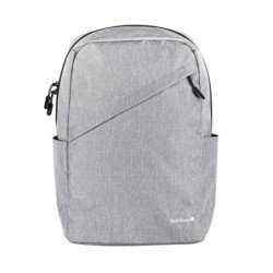 Backpack Classic Grey TechZone de 15.6 pulgadas - múltiples compartimientos, organizador frontal, costuras y asas reforzadas, ga