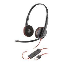 Diadema POLY Blackwire 3220 Stereo USB-A Headset, Wired, Office/Call center, 87 g, Headset, Black