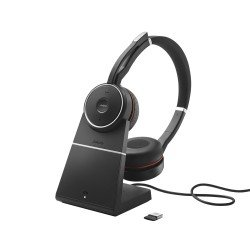 Jabra Evolve 75 MS Stereo - Auricular - en oreja - Bluetooth - inalámbrico - cancelación de sonido activo - USB - con base de ca