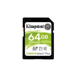 Tarjeta SD Canvas Select Plus 64 GB Kingston. Diseñada para capturar fotos y videos full HD.