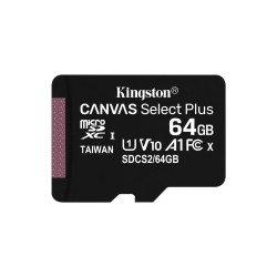 Kingston Canvas Select Plus - Tarjeta de memoria flash - 64 GB - A1 / Video Class V10 / UHS Class 1 / Class10 - microSDXC UHS-I
