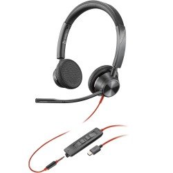 Diadema POLY Blackwire 3325 USB-C 3.5mm Stereo Headset, Alámbrico, Oficina/Centro de llamadas, 87 g, Negro