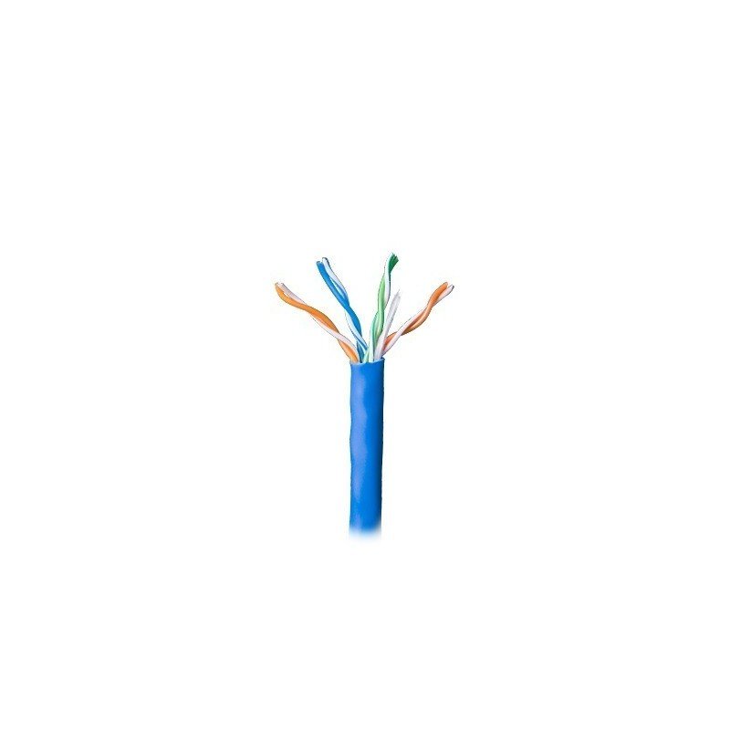 Bobina de cable par trenzado nivel 5 (CAT 5e), CMR, de color azul, de 4 pares de conductores sólidos de cobre AWG 24/Paplic